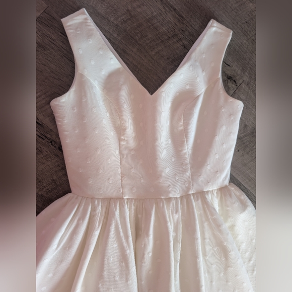 Dolly Parton Couture Bride White Polka dot Swing Wedding Dress Lg Retro Vintage - Picture 10 of 13